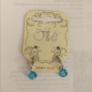 Pierced Earrings with Light Blue Beads